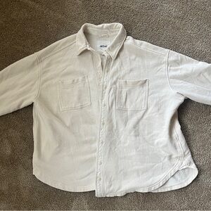 Aerie Cream Textured Button-Up